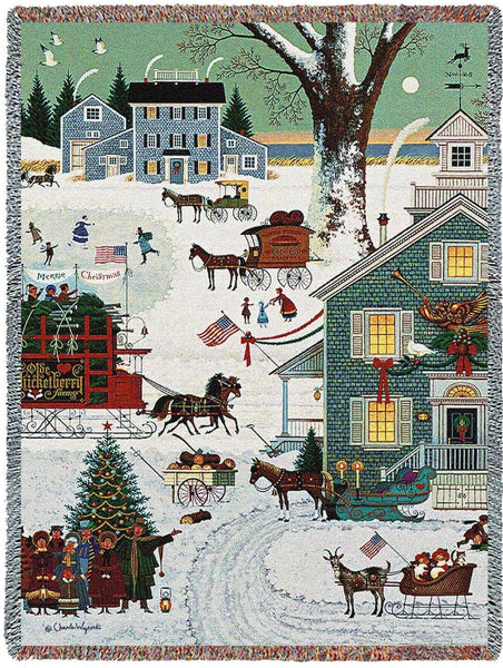 Charles Wysocki© Cape Cod Christmas Woven Throw Blanket