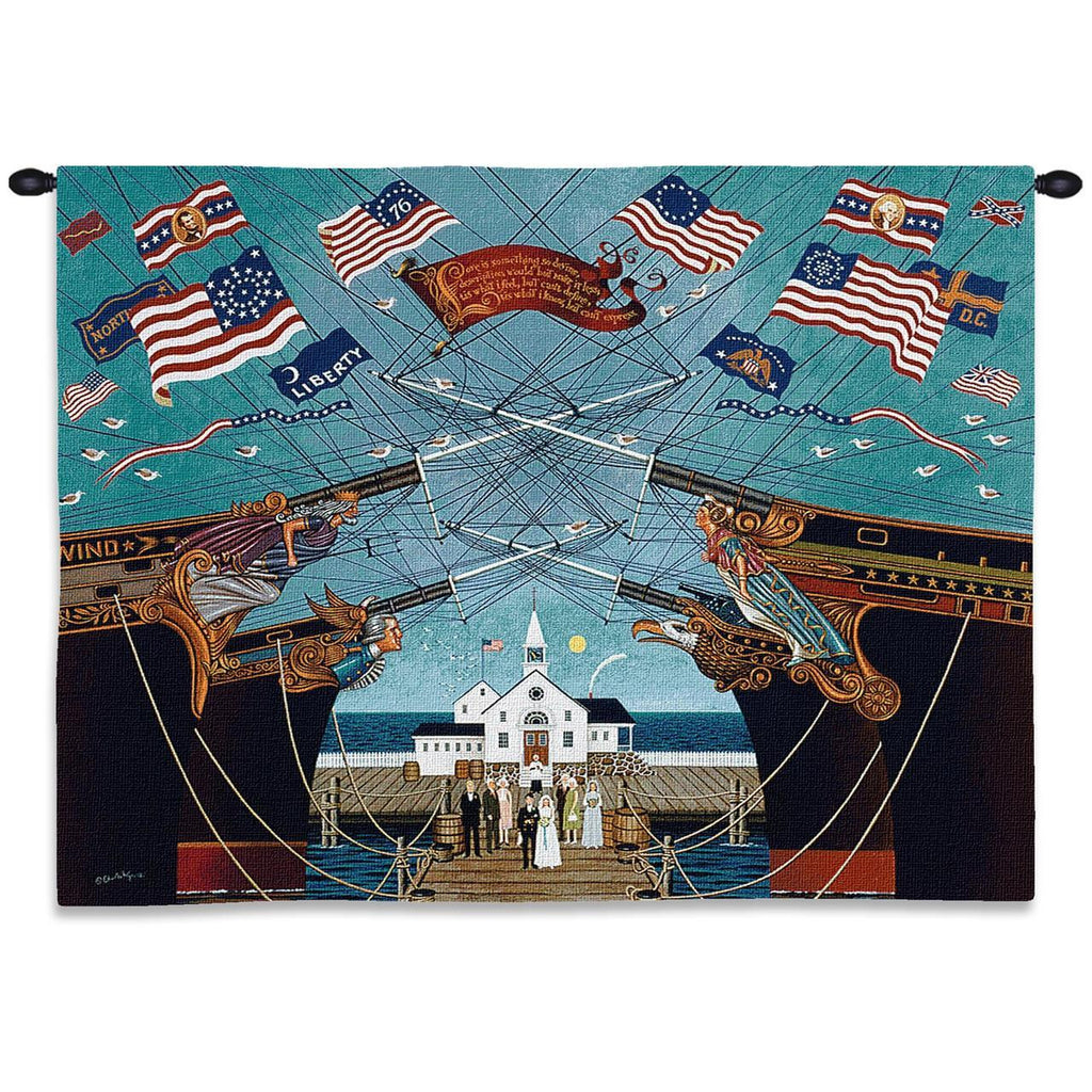 Dockside Marriage Wall Tapestry  by Charles Wysocki©