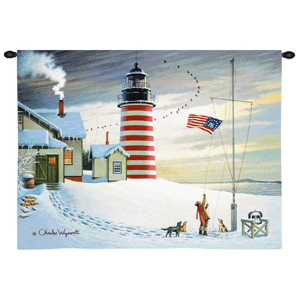 West Quoddy Head Light Wall Tapestry  by Charles Wysocki©