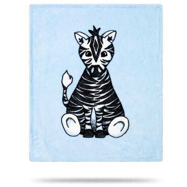 Baby Zebra Blue Denali Microplush™ Baby Blanket