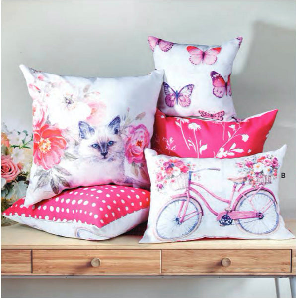 Obviously Pink Floral Indoor-Outdoor Reversible Pillow by Lisa Audit©