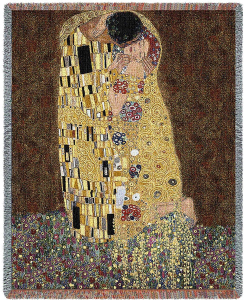 Gustav Klimt© The Kiss Woven Cotton Throw Blanket