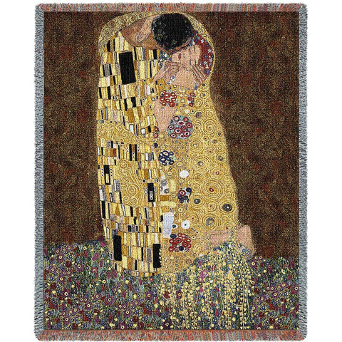 Gustav Klimt© The Kiss Woven Cotton Throw Blanket