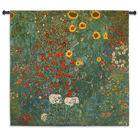 Gustav Klimt© Farm Garden With Sunflowers Wall Tapestry|3 Sizes