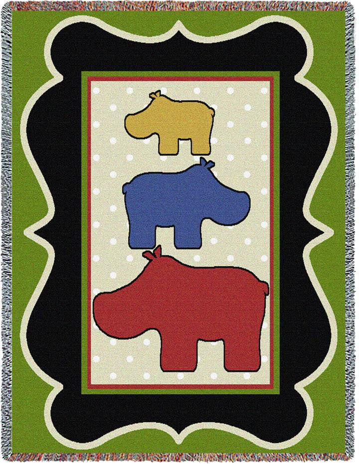 Hippos Woven Blanket - Green