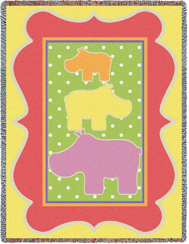 Hippos Woven Blanket - Yellow