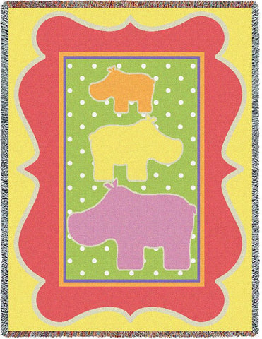 Hippos Woven Blanket - Yellow