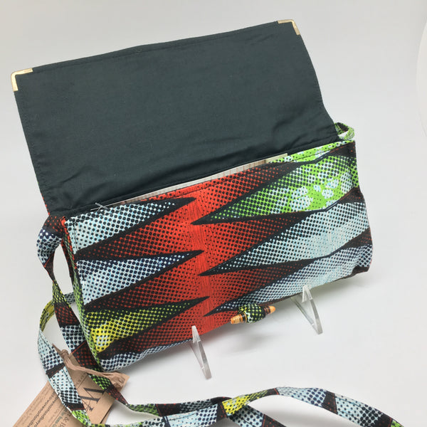 Rwandan Batik Clutch w/Shoulder Strap - Zig Zags