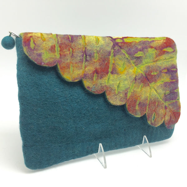 Nuno Felted Wool Leaf Clutch Bag One-Of-A-Kind Handmade - 
 - 6