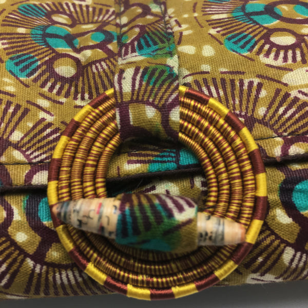 Handmade Rwandan Batik Long Clutch w/Shoulder Strap - Festive