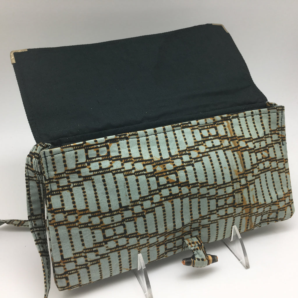 Rwandan Batik Clutch Bag w/Shoulder Strap - Brown Waves – Woven