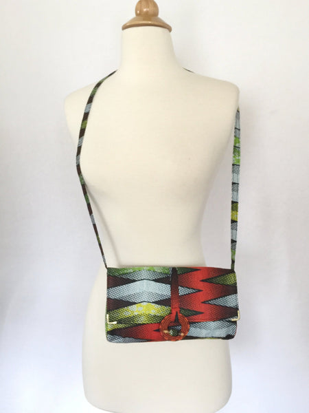 Rwandan Batik Clutch w/Shoulder Strap - Zig Zags