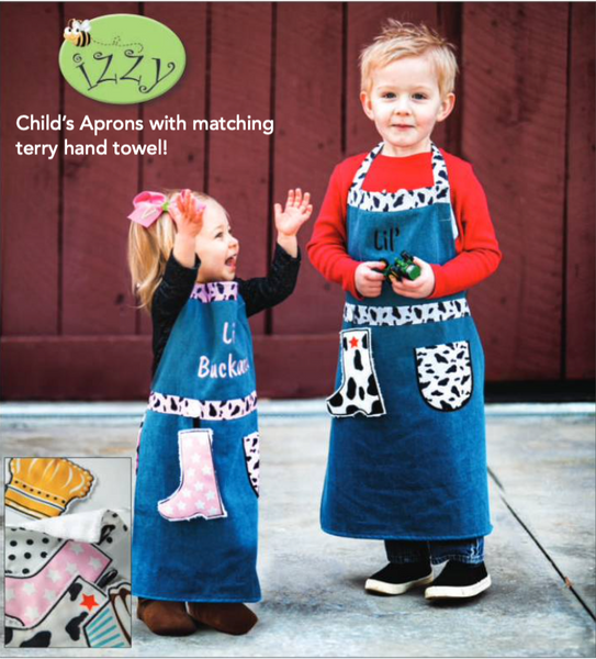 Izzy© Lil' Buckaroo Black and White Child's Apron + Hand Towel Set