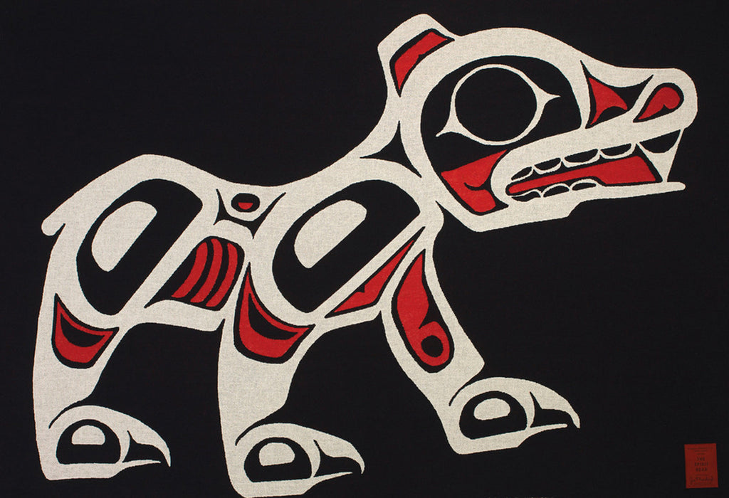 Joe Mandur, Jr.© "Spirit Bear" NW Native Art Tapestry Cotton Throw Blanket
