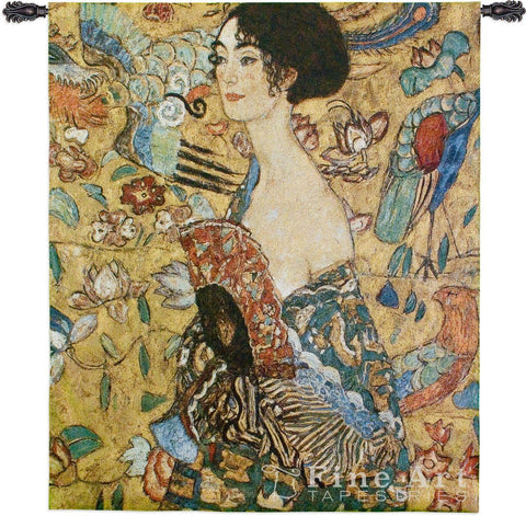 Gustav Klimt&copy; Lady With A Fan Wall Tapestry - 
