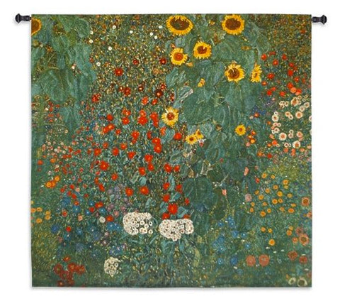 Farm Garden with Sunflowers Wall Tapestry by Gustave Klimt©