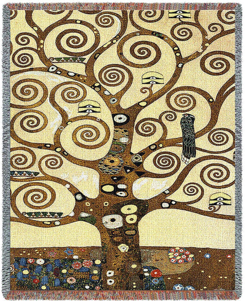 Gustav Klimt&copy; Stoclet Frieze Tree of Life Woven Throw Blanket - 
