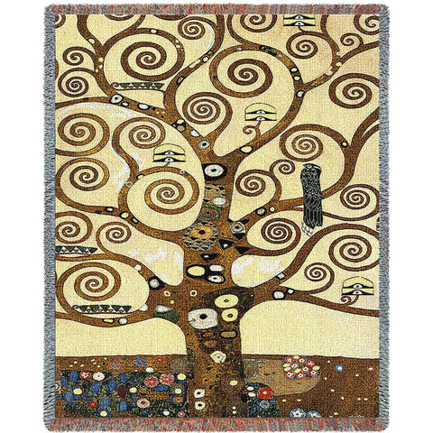 Gustav Klimt&copy; Stoclet Frieze Tree of Life Woven Throw Blanket - 
