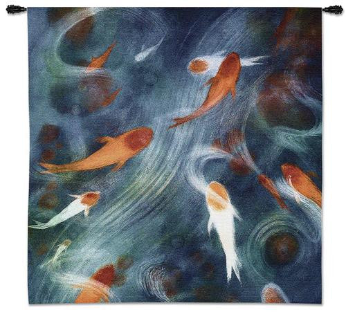 Koi Pool Asian Inspired Wall Tapestry by Shanti Marie©