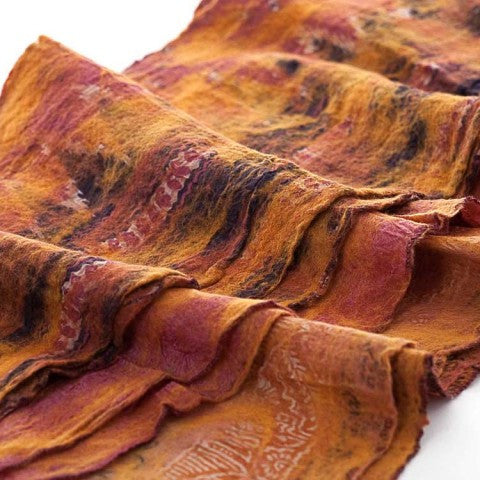 Marigold Vintage Sari Felted Wool-Silk Scarf - One-of-a-Kind - 
 - 3