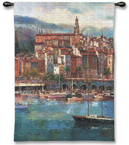 Mediterranean Harbor Wall Tapestry by Peter Bell&copy; - 
