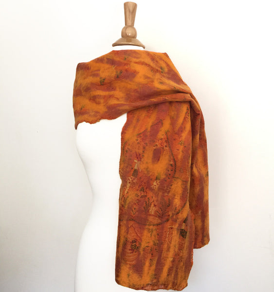 Marigold Vintage Sari Felted Wool-Silk Scarf - One-of-a-Kind - 
 - 4