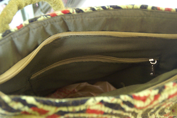 Felted Wool/Cotton Pop Art Shoulder Bag - Chartreuse Swirls One-Of-A-Kind - 
 - 2