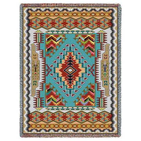 Southwest Painted Hills Turquoise Woven Cotton Throw Blanket