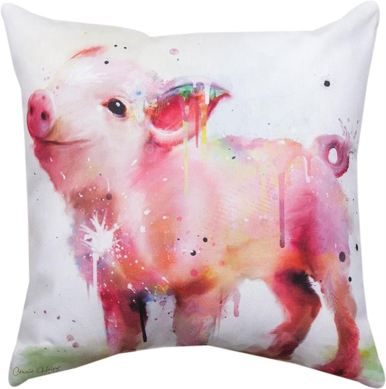 Piggy Indoor-Outdoor Pillow by Connie Haley©