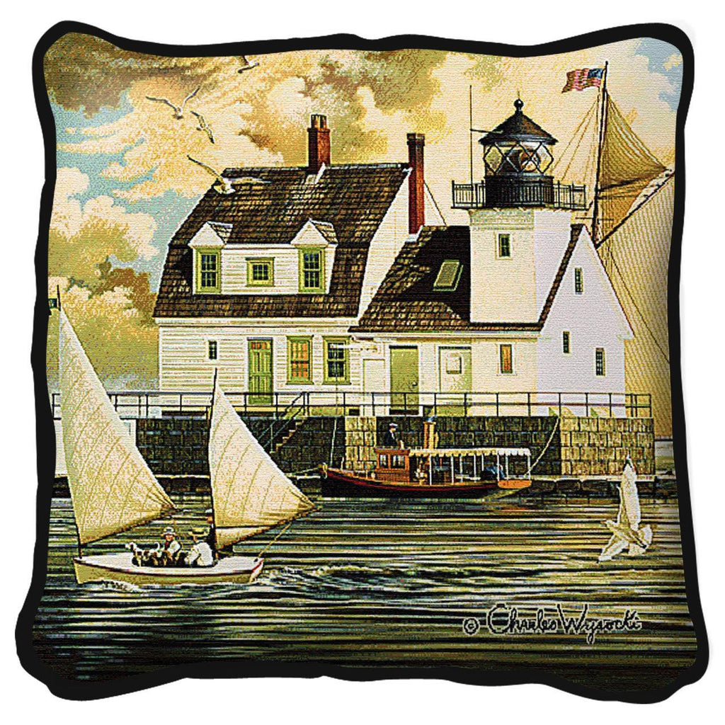 Charles Wysocki© Rockland Breakwater Light Tapestry Pillow Cover