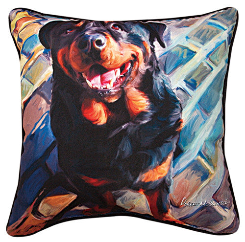 Handsome Rottie Rottweiler Pillow by Robert McClintock - 
