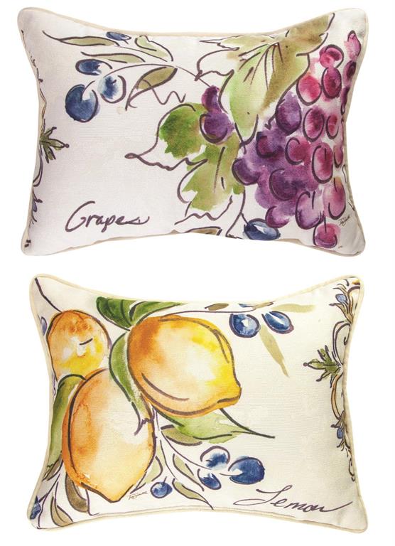 Tuscan Fruit Sketch Figs Rectangle Reversible Indoor Pillow by Tre Sorelle©