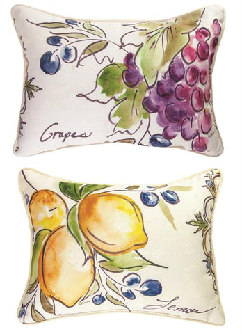 Tuscan Fruit Sketch Figs Rectangle Reversible Indoor Pillow by Tre Sorelle©