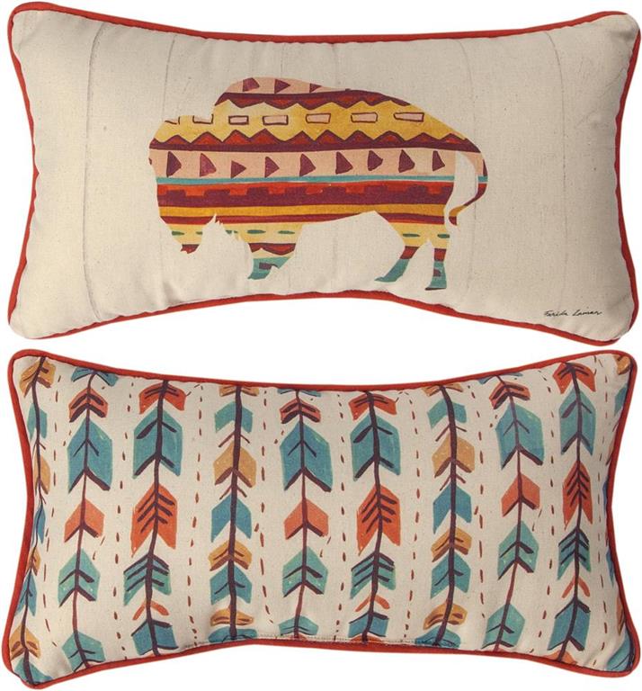 Southwest Vibes Buffalo Reversible Rectangle Accent Pillow by Farida Zaman©