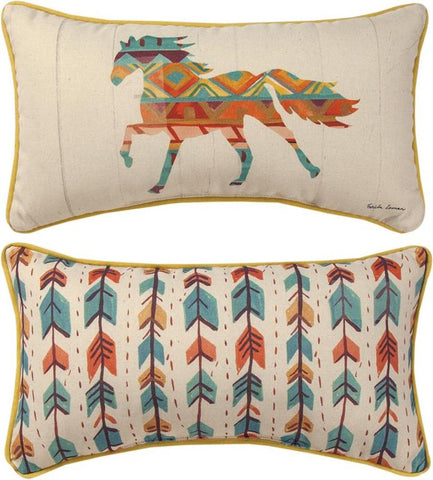 Southwest Vibes Horse Reversible Rectangle Accent Pillow by Farida Zaman©