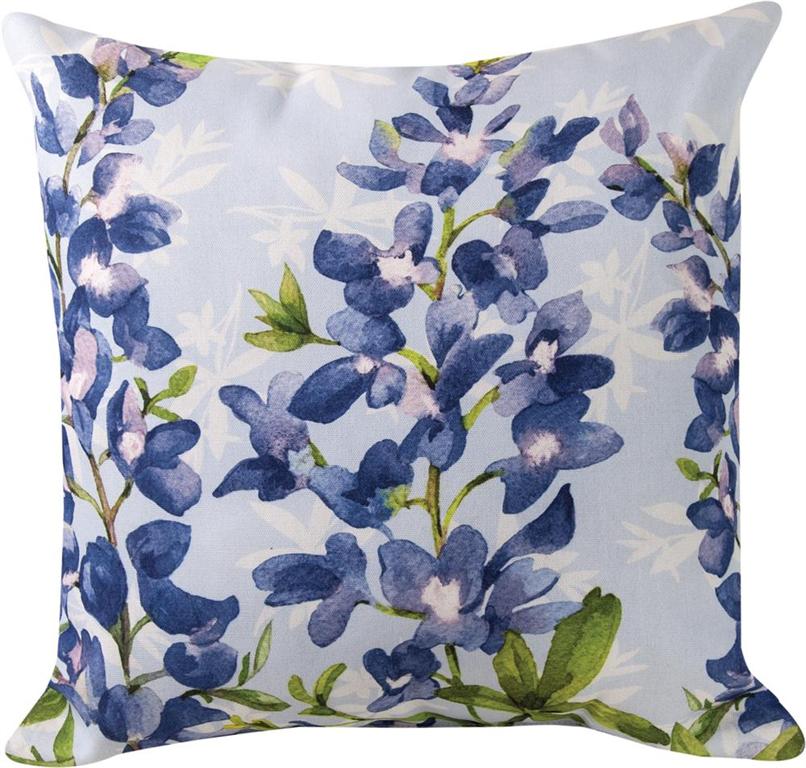 Blue Bonnets In Bloom Indoor/Outdoor Pillow by Martha Collins© - Floral Motif