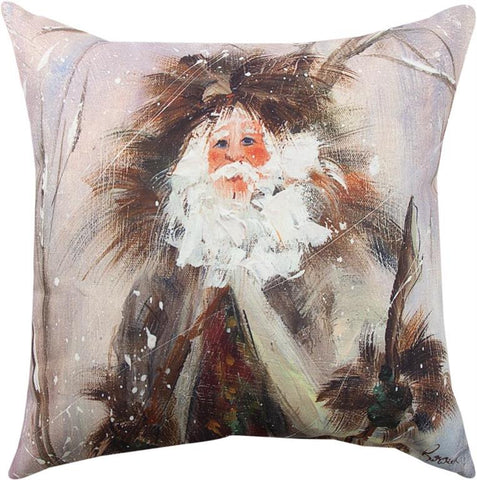 Northwoods Santa Indoor-Outdoor Pillow by Rozanne Priebe© - Holiday Motif