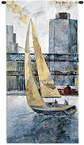Sailing In The Afternoon-Hudson River Wall Tapestry by Borafull©