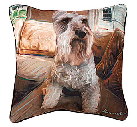 Schnauzer Pillow by Robert McClintock - 
