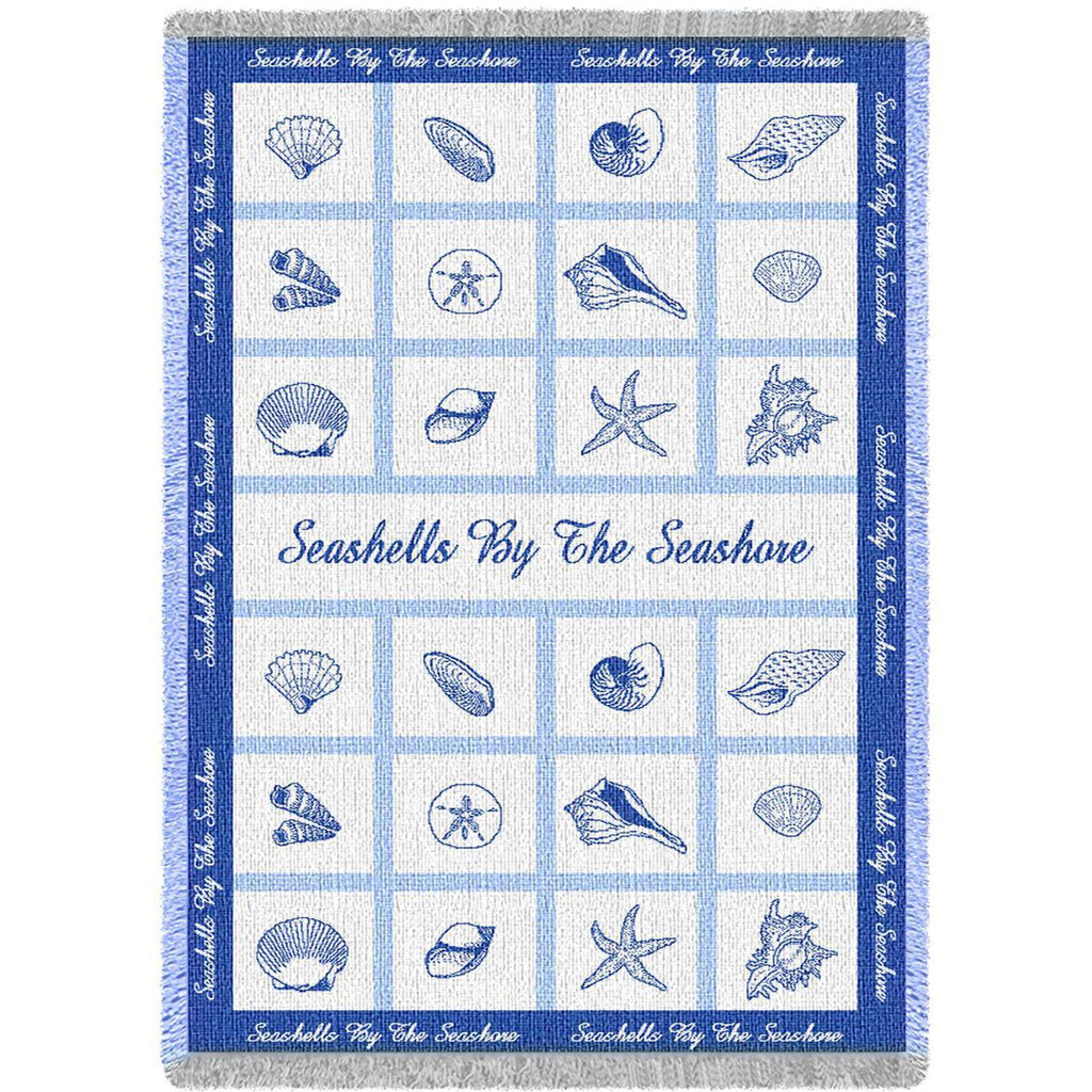 Sea Shells by the Sea Short Woven Throw Blanket