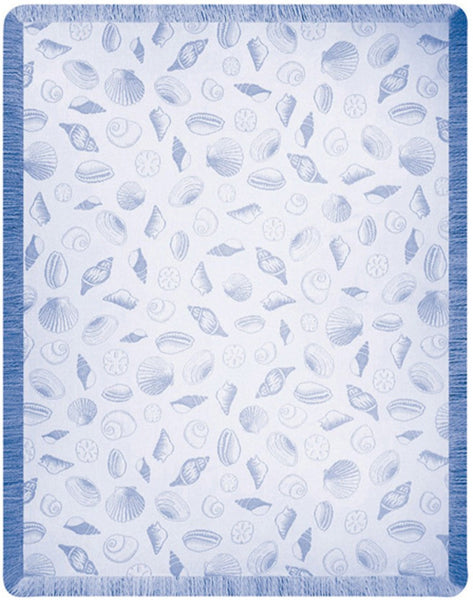 Seashells Natural/Periwinkle Rayon Throw Blanket