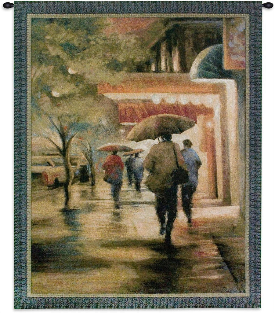 Second Street Drizzle Wall Tapestry by Carol Jessen© - Cityscape