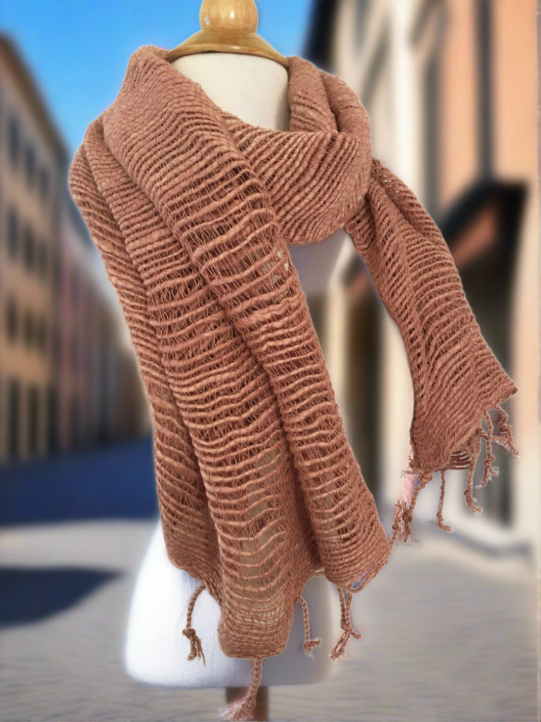 Handwoven Open Weave Cotton Scarf - Sirocco
