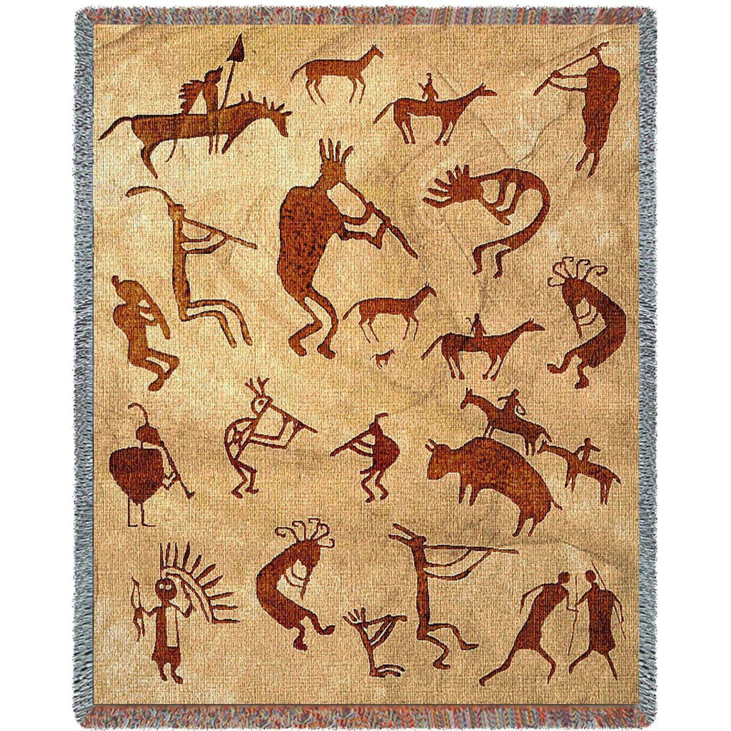 Southwest Petroglyphs Woven Throw Blanket - 
