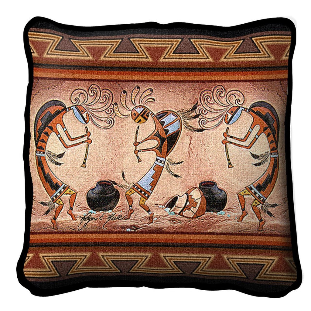 Southwest Kokopelli Pot Dance Tapestry Pillow Cover