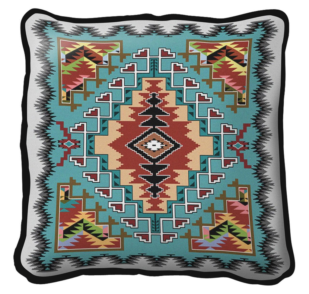 Southwest Painted Hills Turquoise Tapestry Pillow