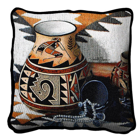Southwest Kokopelli Pot Tapestry Pillow Cover