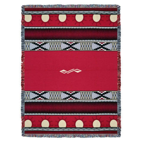 Southwest Concho Springs Red Woven Cotton Throw Blanket