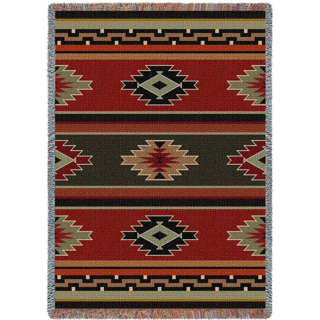 Southwest Geometric Sampler Red and Green Woven Throw Blanket - 
