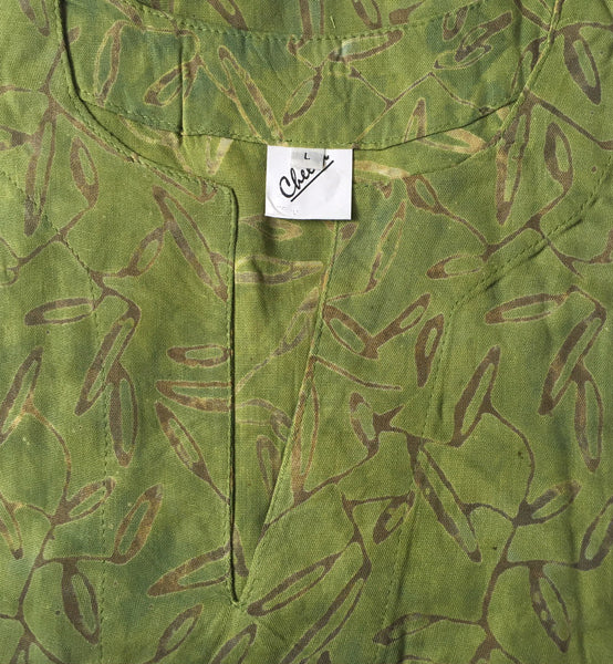 Batik Rayon Kurti Tunic - Apple Green Batik